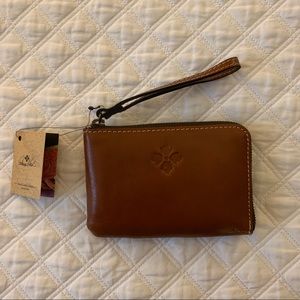 Brown leather wristlet